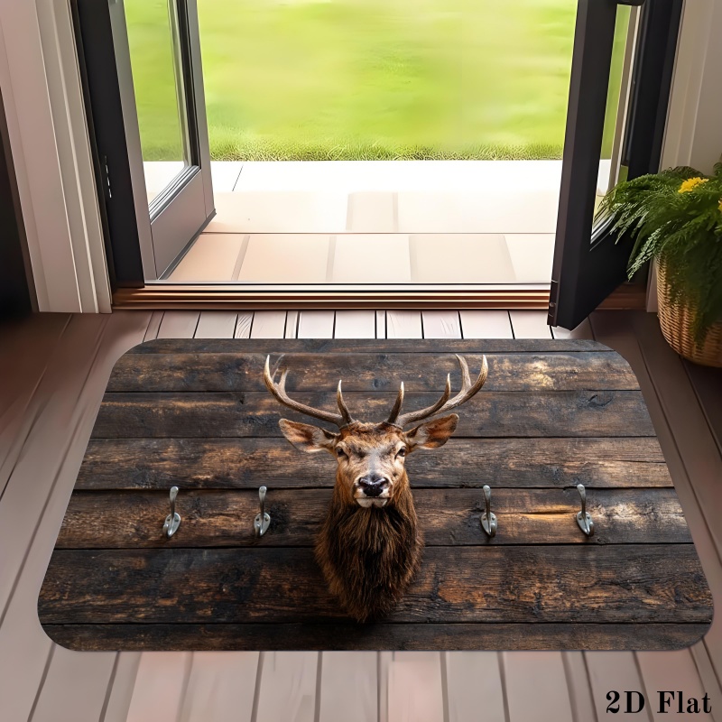 Hunting Outdoor Rug - Paillasson rustique tête de cerf, texture