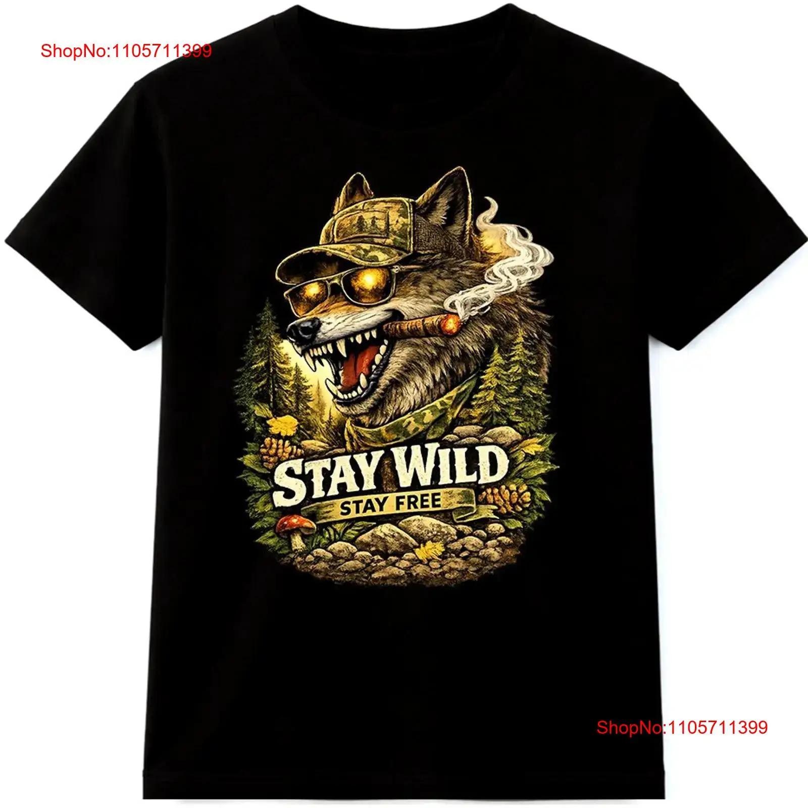 T-shirt Wolf Stay Wild Free, v - Wildman Hunting & Outdoor Vanderbijlpark avis et prix